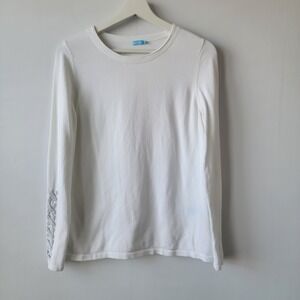 J. Mclaughlin women's Crewneck Rianna Sweater Size M Criss Cross Sleeve Detail